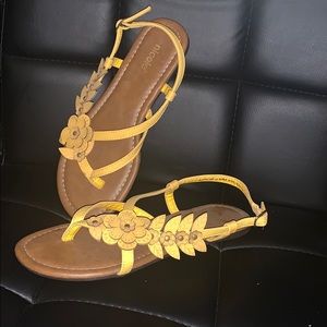 Yellow Sandals with flowers